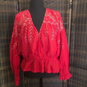 Free People Scarlet Embroidered Blouse